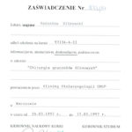 Certyfikat 1997.03.24 szkolenie Warszawa