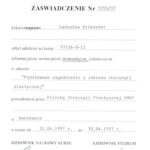 Certyfikat 1997.04.30 szkolenie Warszawa
