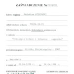 Certyfikat 1998.04.20 szkolenie Warszawa