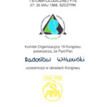 Certyfikat 1998.05.27 30 kongres Szczyrk