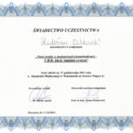 Certyfikat 2001.10.27 szkolenie Warszawa