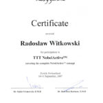 Certyfikat 2007.09.10 szkolenie Zurych Szwajcaria