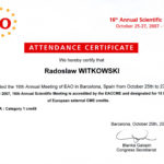 Certyfikat 2007.10.25 szkolenie Barcelona Hiszpania